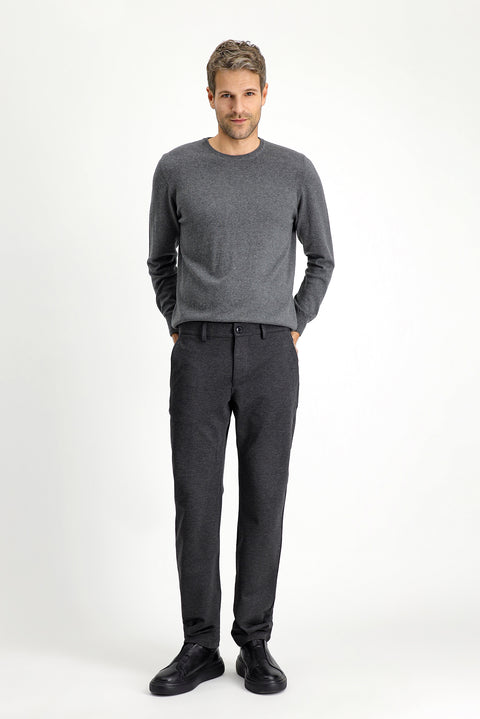 Koyu Antrasit 7 Drop Slim Fit Dar Kesim Likralı Örme Klasik Kumaş Pantolon