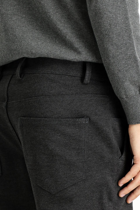 Koyu Antrasit 6 Drop Regular Fit Standart Kesim Likralı Örme Klasik Kumaş Pantolon