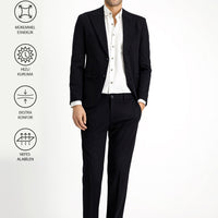 Siyah Techno-Line 7 Drop Slim Fit Dar Kesim Likralı Örme Klasik Kumaş Pantolon