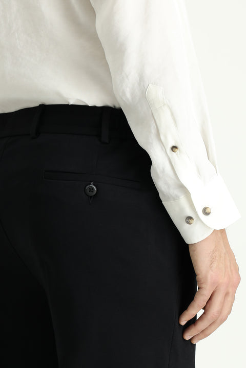 Siyah Techno-Line 7 Drop Slim Fit Dar Kesim Likralı Örme Klasik Kumaş Pantolon