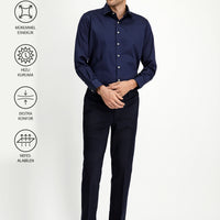 Dark Navy Techno-Line 7 Drop Slim Fit Classic Fabric Trousers with Lycra Knit