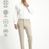 Light Beige Techno-Line 7 Drop Slim Fit Classic Fabric Trousers with Lycra Knit