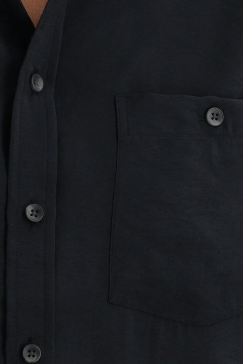 Black Long Sleeve Regular Fit Button-Down Collar Sport Shirt