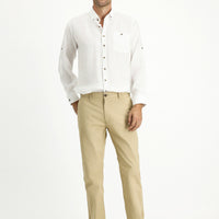 White Long Sleeve Regular Fit Button-Down Collar Sport Shirt