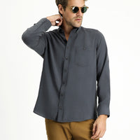 Medium Anthracite Long Sleeve Regular Fit Button-Down Collar Sport Shirt