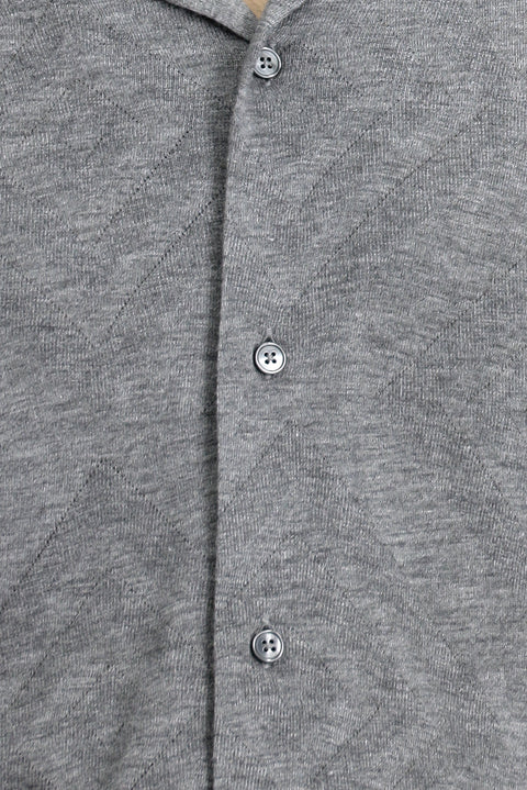 Medium Grey Long Sleeve Regular Fit Patterned Knitted Sport Shirt