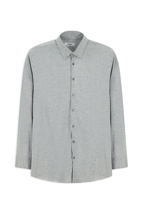 Medium Grey Long Sleeve Regular Fit Knitted Sports Shirt
