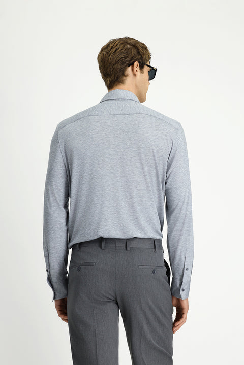 Medium Grey Long Sleeve Regular Fit Knitted Sports Shirt