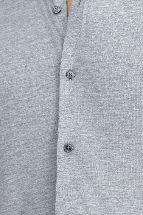 Medium Grey Long Sleeve Regular Fit Knitted Sports Shirt