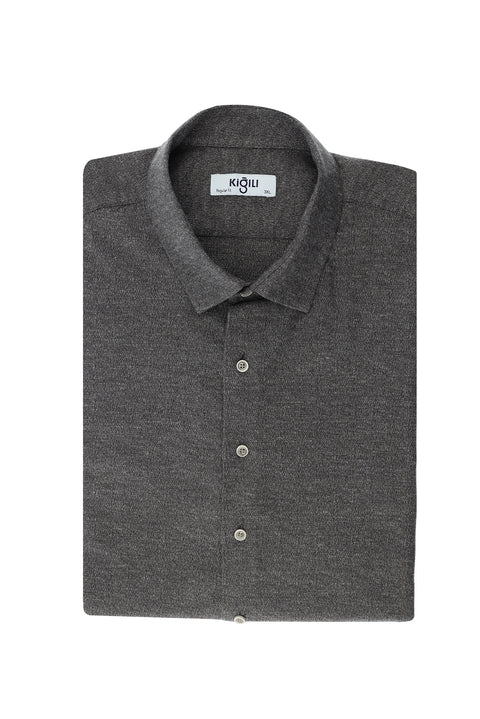 Dark Gray Plus Size Long Sleeve Cotton Patterned Lumberjack Shirt