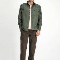 Medium Khaki Long Sleeve Oversize Patterned Cotton Shirt / Jacket