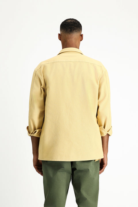Mustard Yellow Long Sleeve Oversize Patterned Cotton Shirt / Jacket