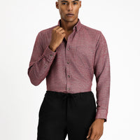 Wine Burgundy Long Sleeve Regular Fit Lumberjack Sport Cotton Button-Down Collar Shirt