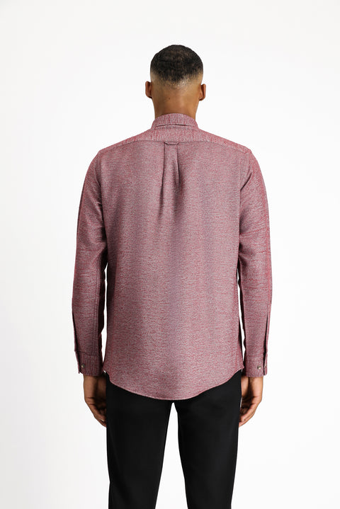 Wine Burgundy Long Sleeve Regular Fit Lumberjack Sport Cotton Button-Down Collar Shirt