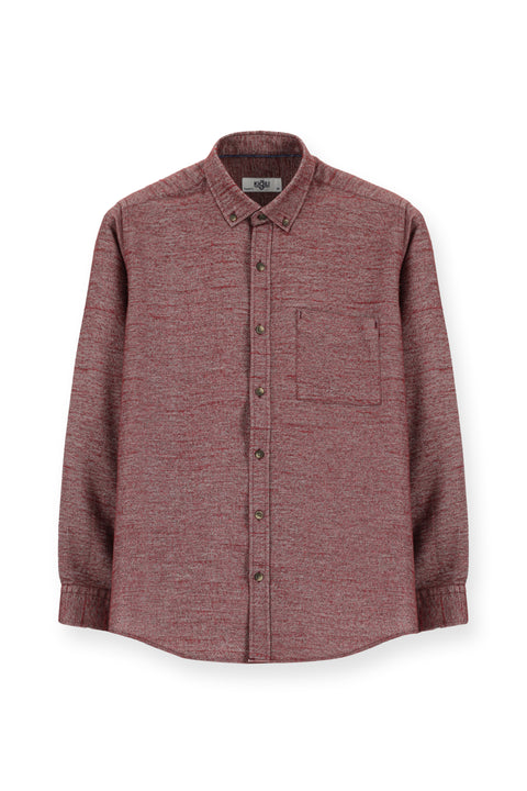 Wine Burgundy Long Sleeve Regular Fit Lumberjack Sport Cotton Button-Down Collar Shirt