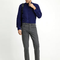 Dark Navy Long Sleeve Regular Fit Sport Button-Down Collar Cotton Velvet Shirt