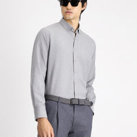 Medium Grey Long Sleeve Regular Fit Cotton Easy-Iron Sport Shirt