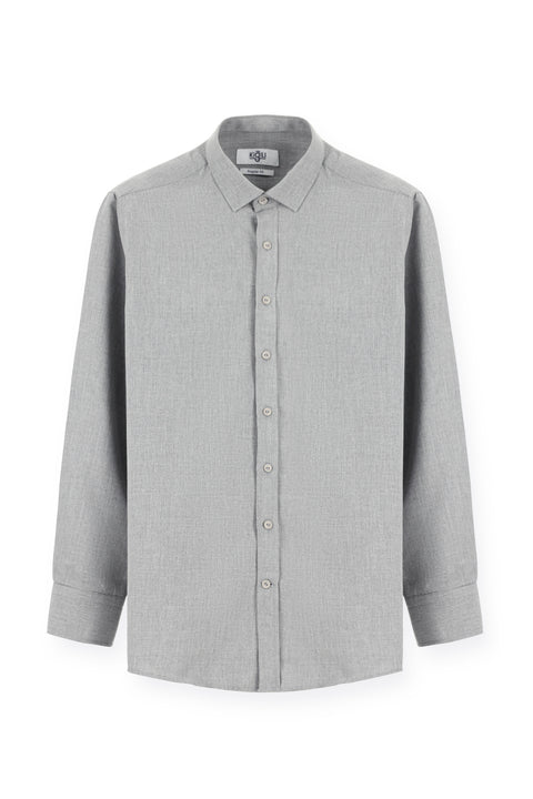 Medium Grey Long Sleeve Regular Fit Cotton Easy-Iron Sport Shirt