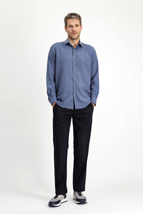 Indigo Long Sleeve Regular Fit Cotton Easy-Iron Sport Shirt