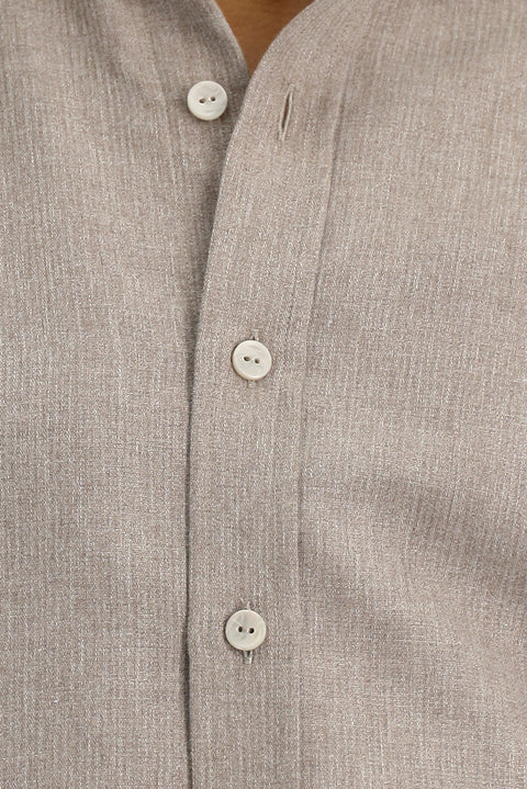 Dark Brown Long Sleeve Regular Fit Cotton Easy-Iron Sports Shirt