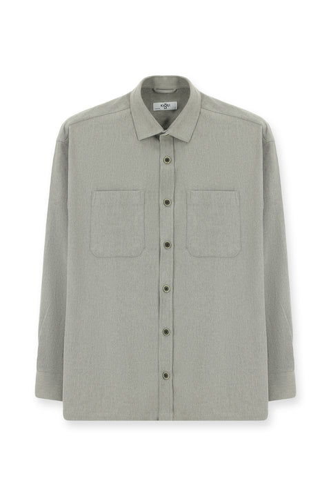 Medium Grey Long Sleeve Oversize Cotton Lumberjack Shirt