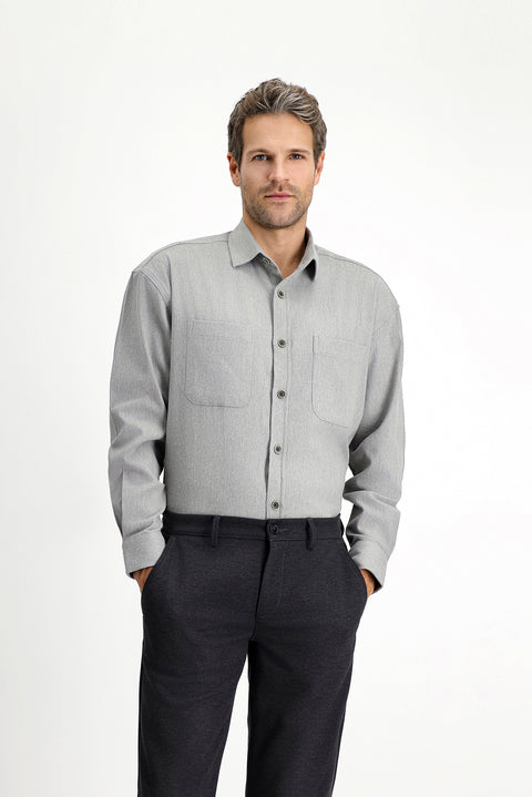 Medium Grey Long Sleeve Oversize Cotton Lumberjack Shirt