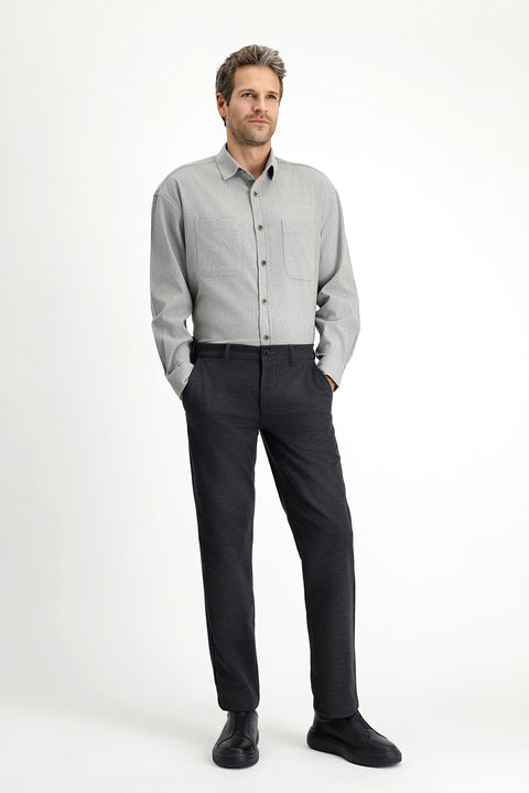 Medium Grey Long Sleeve Oversize Cotton Lumberjack Shirt