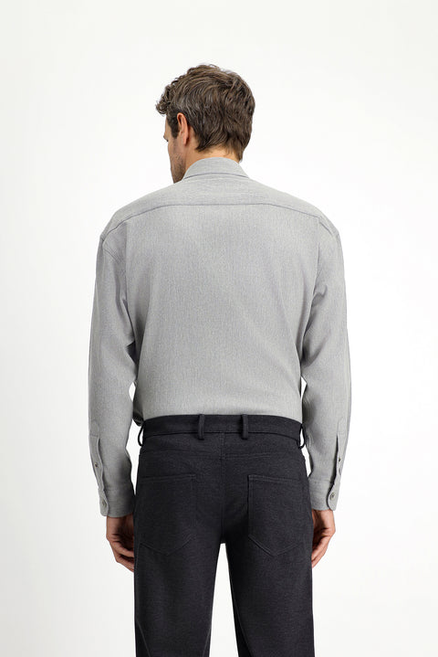 Medium Grey Long Sleeve Oversize Cotton Lumberjack Shirt
