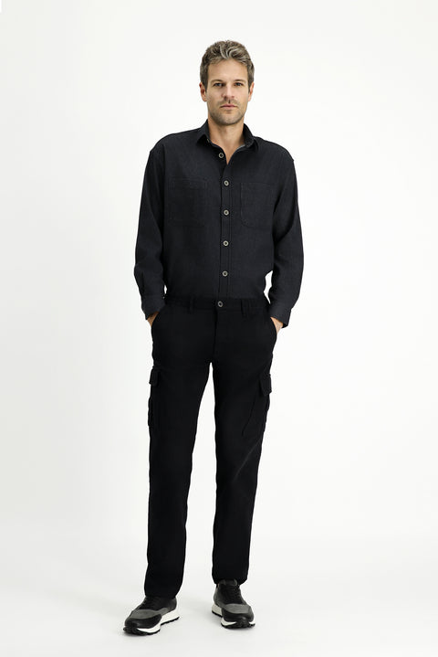 Medium Anthracite Long Sleeve Oversize Cotton Lumberjack Shirt
