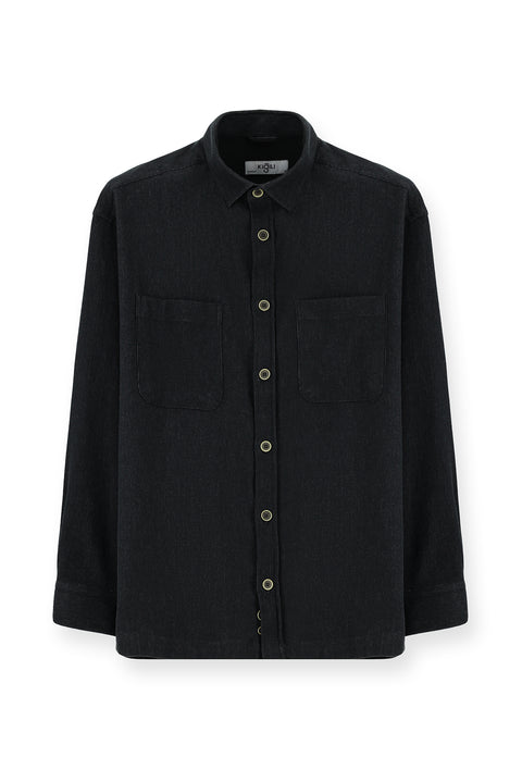 Medium Anthracite Long Sleeve Oversize Cotton Lumberjack Shirt
