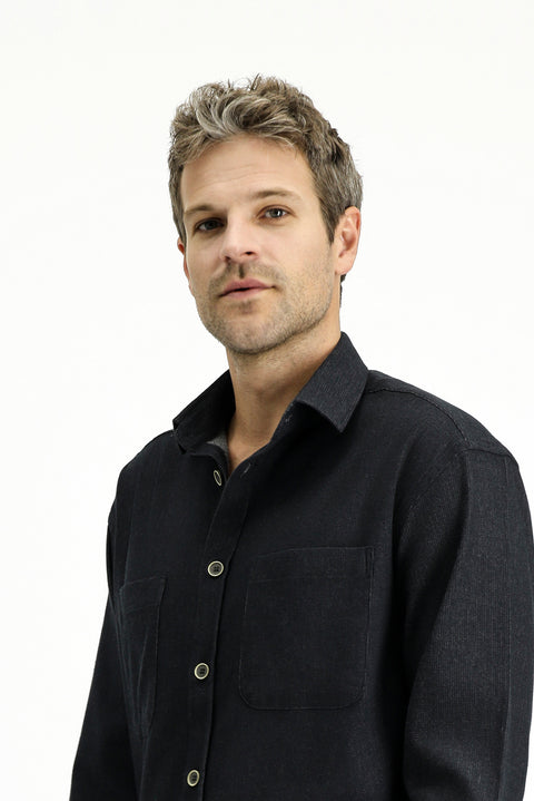 Medium Anthracite Long Sleeve Oversize Cotton Lumberjack Shirt