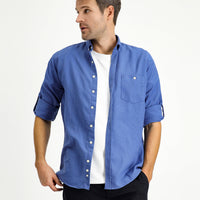 Dark Blue Long Sleeve Regular Fit Sport Button-Down Shirt