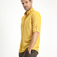 Mustard Yellow Long Sleeve Regular Fit Sport Button-Down Collar Shirt