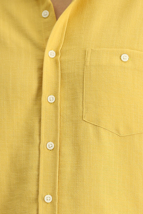 Mustard Yellow Long Sleeve Regular Fit Sport Button-Down Collar Shirt