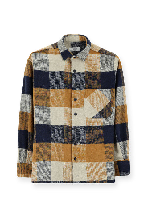 Light Brown Long Sleeve Oversize Plaid Shacket Lumberjack Cotton Shirt / Jacket
