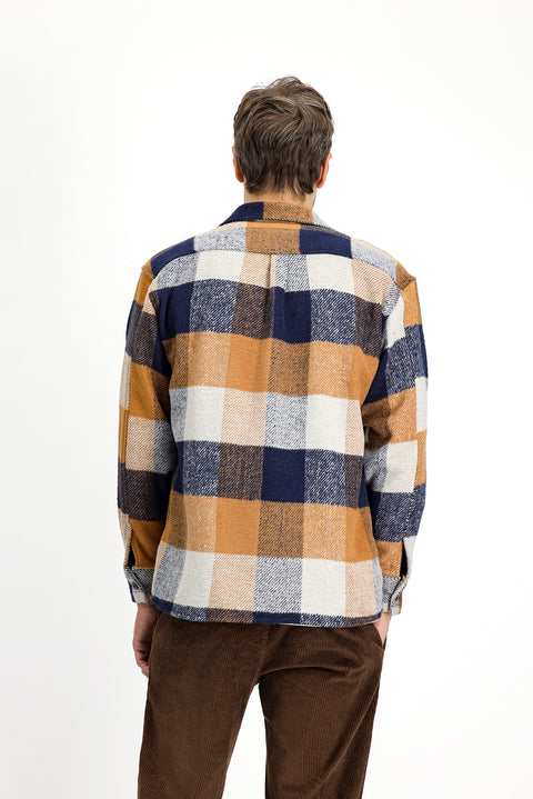 Light Brown Long Sleeve Oversize Plaid Shacket Lumberjack Cotton Shirt / Jacket