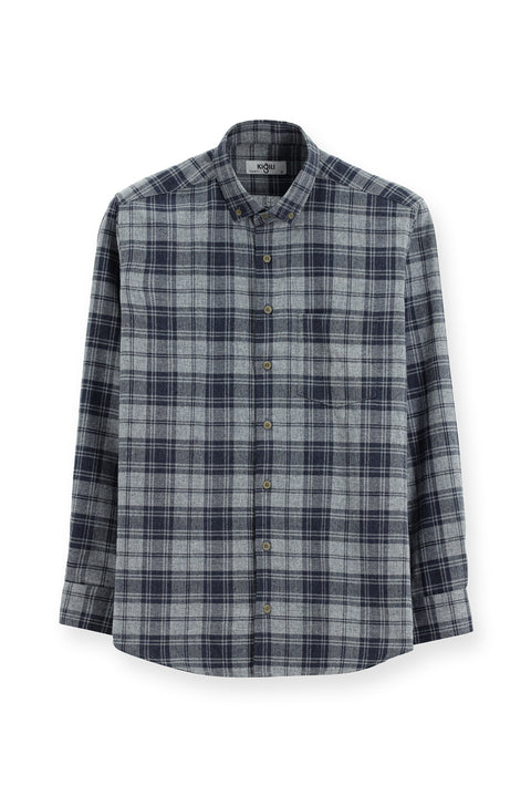Light Grey Long Sleeve Regular Fit Sport Plaid Cotton Button-Down Collar Lumberjack Shirt