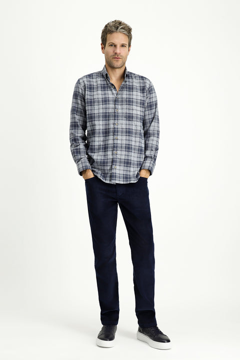 Light Grey Long Sleeve Regular Fit Sport Plaid Cotton Button-Down Collar Lumberjack Shirt