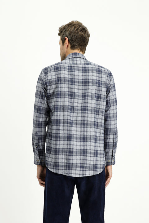 Light Grey Long Sleeve Regular Fit Sport Plaid Cotton Button-Down Collar Lumberjack Shirt