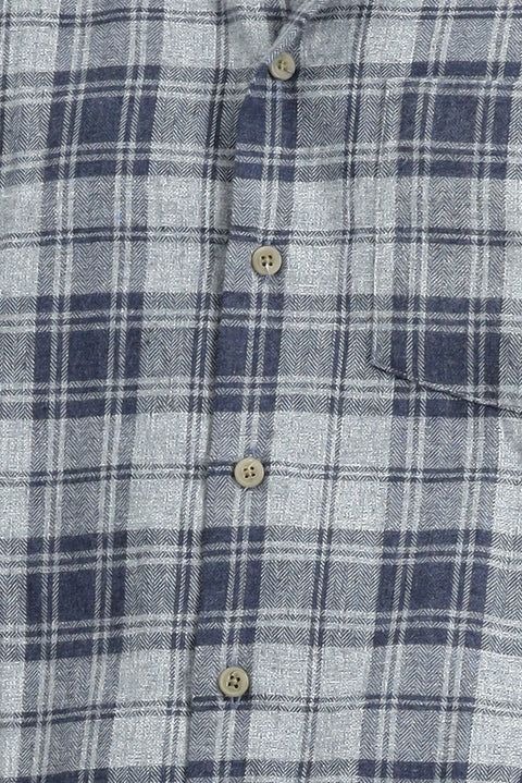 Light Grey Long Sleeve Regular Fit Sport Plaid Cotton Button-Down Collar Lumberjack Shirt