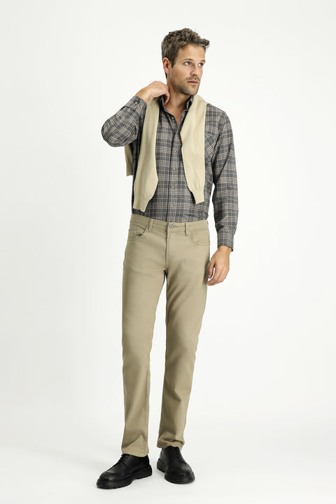 Medium Mink Long Sleeve Regular Fit Cotton Sport Plaid Lumberjack Shirt