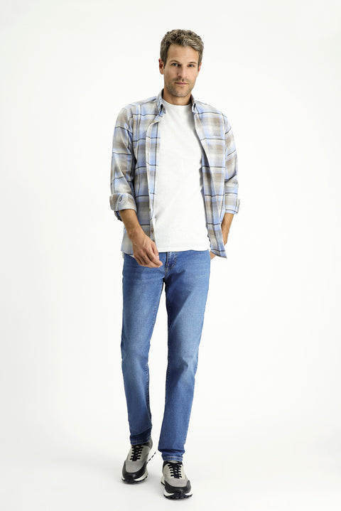 Light Blue Long Sleeve Regular Fit Sport Plaid Cotton Lumberjack Shirt