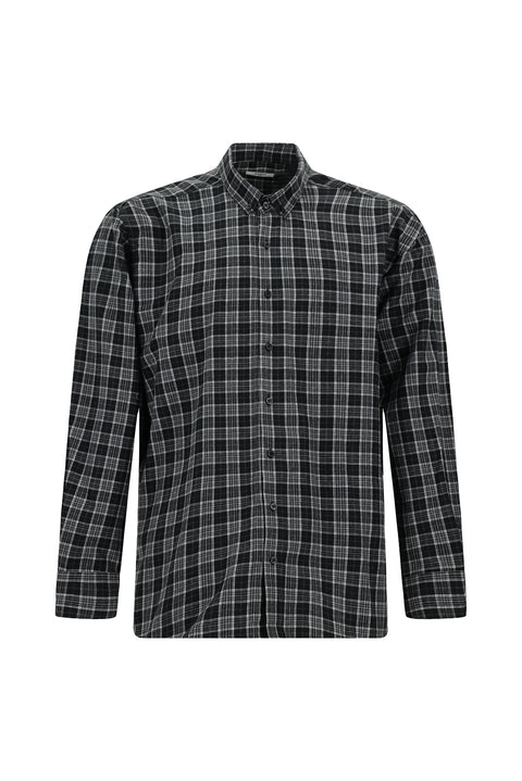 Black Long Sleeve Regular Fit Lumberjack Plaid Button-Down Collar Cotton Shirt