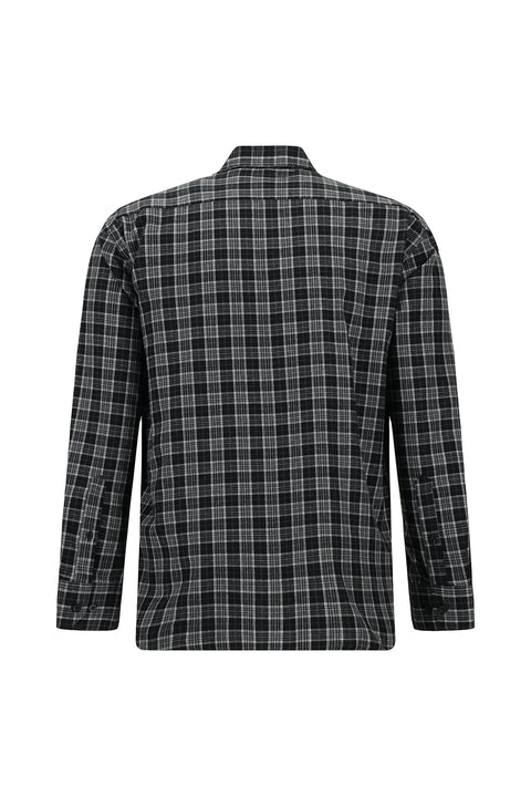 Black Long Sleeve Regular Fit Lumberjack Plaid Button-Down Collar Cotton Shirt