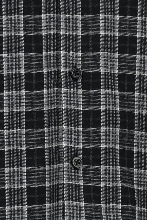 Black Long Sleeve Regular Fit Lumberjack Plaid Button-Down Collar Cotton Shirt