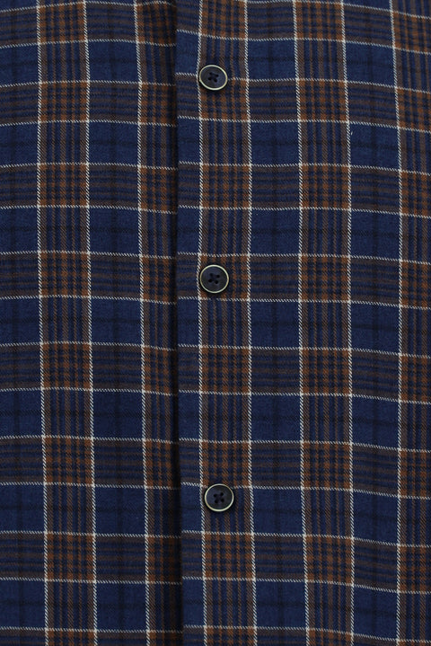 Medium Navy Long Sleeve Regular Fit Lumberjack Plaid Button-Down Collar Cotton Shirt