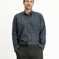 Dark Green Long Sleeve Regular Fit Sporty Plaid Cotton Shirt