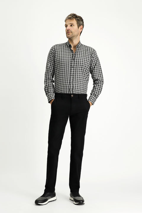 Medium Anthracite Long Sleeve Regular Fit Sport Plaid Cotton Lumberjack Button Collar Shirt