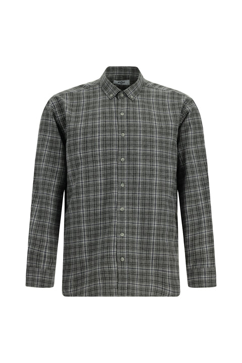 Medium Grey Long Sleeve Regular Fit Lumberjack Plaid Button-Down Collar Cotton Shirt