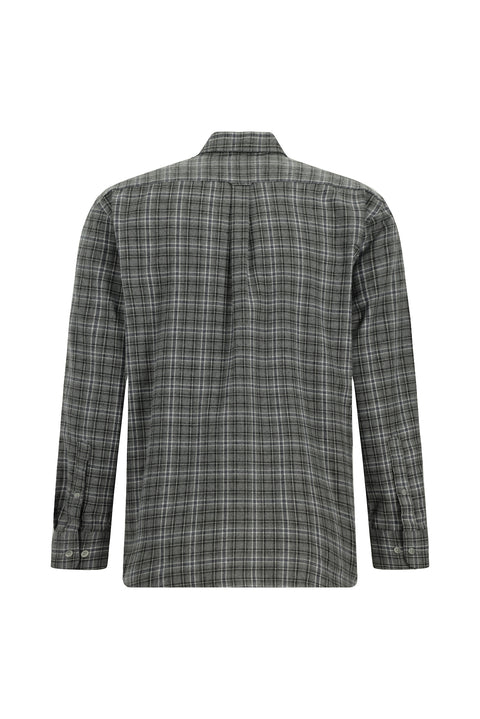 Medium Grey Long Sleeve Regular Fit Lumberjack Plaid Button-Down Collar Cotton Shirt